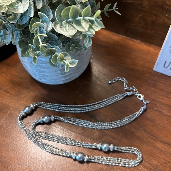 Premier Designs Pure Sophistication Silver Strand Necklace. - Picture 1 of 13